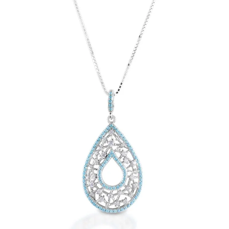 Kelly Herd Turquoise and Clear Teardrop Pendant