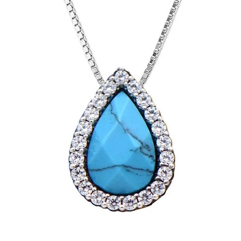 Kelly Herd Turquoise Teardrop Pendant Necklace