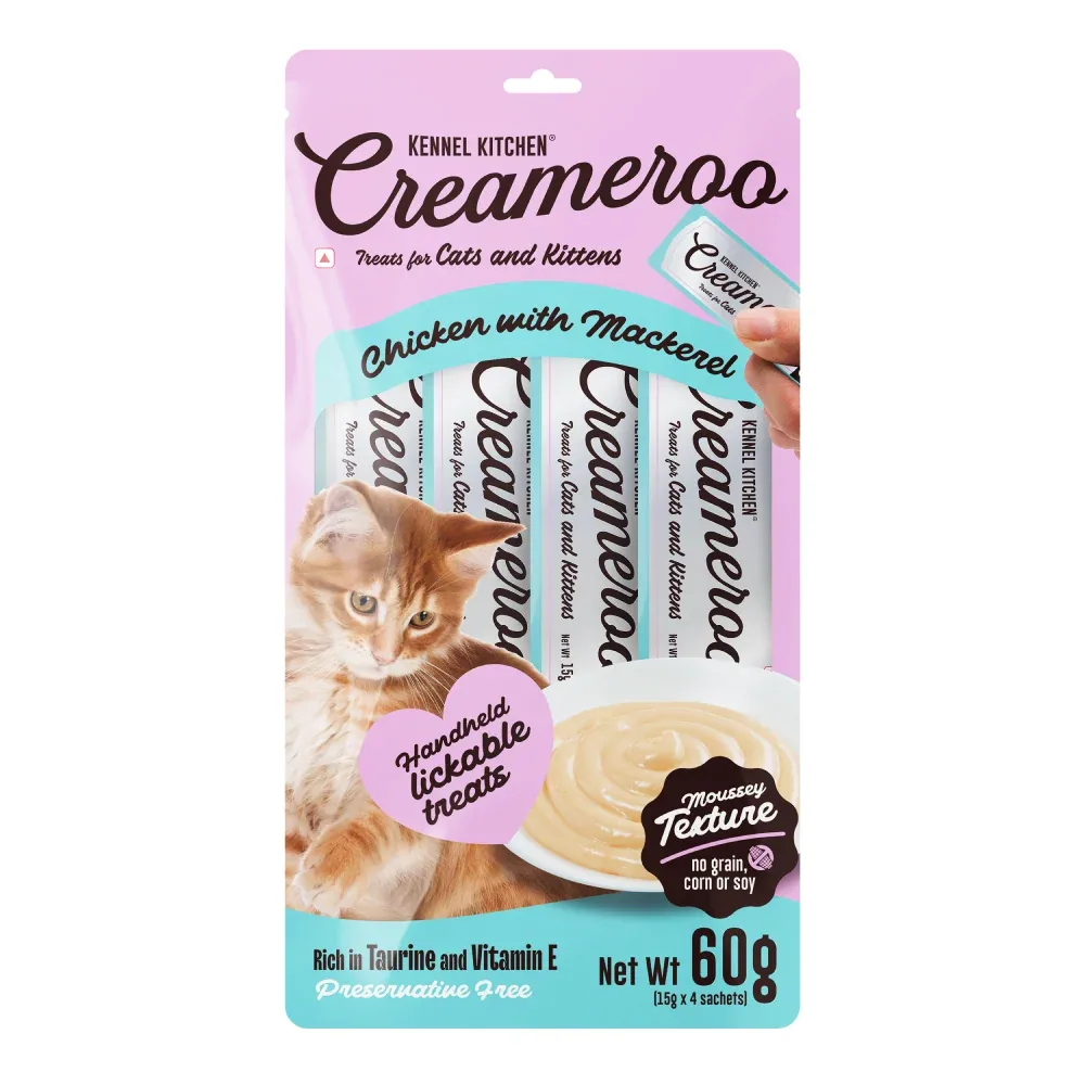 Kennel Kitchen Chicken in Jelly Wet Food and Creameroo Chicken with Mackerel Creamy Treats for Cats Combo - Image 2