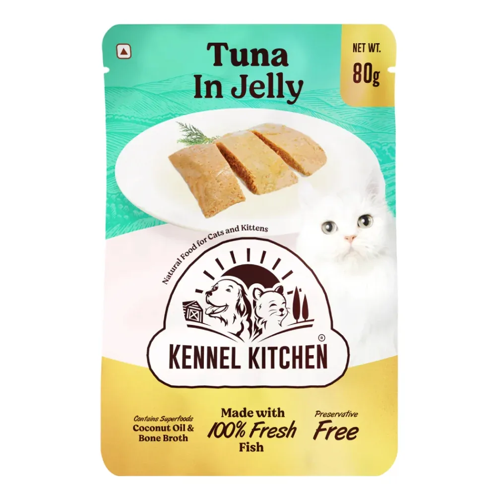 Kennel Kitchen Tuna in Jelly Kitten & Adult Cat Wet Food (All Life Stage) and Creameroo Crab with Mackerel Creamy Cat Treats Combo - Image 2