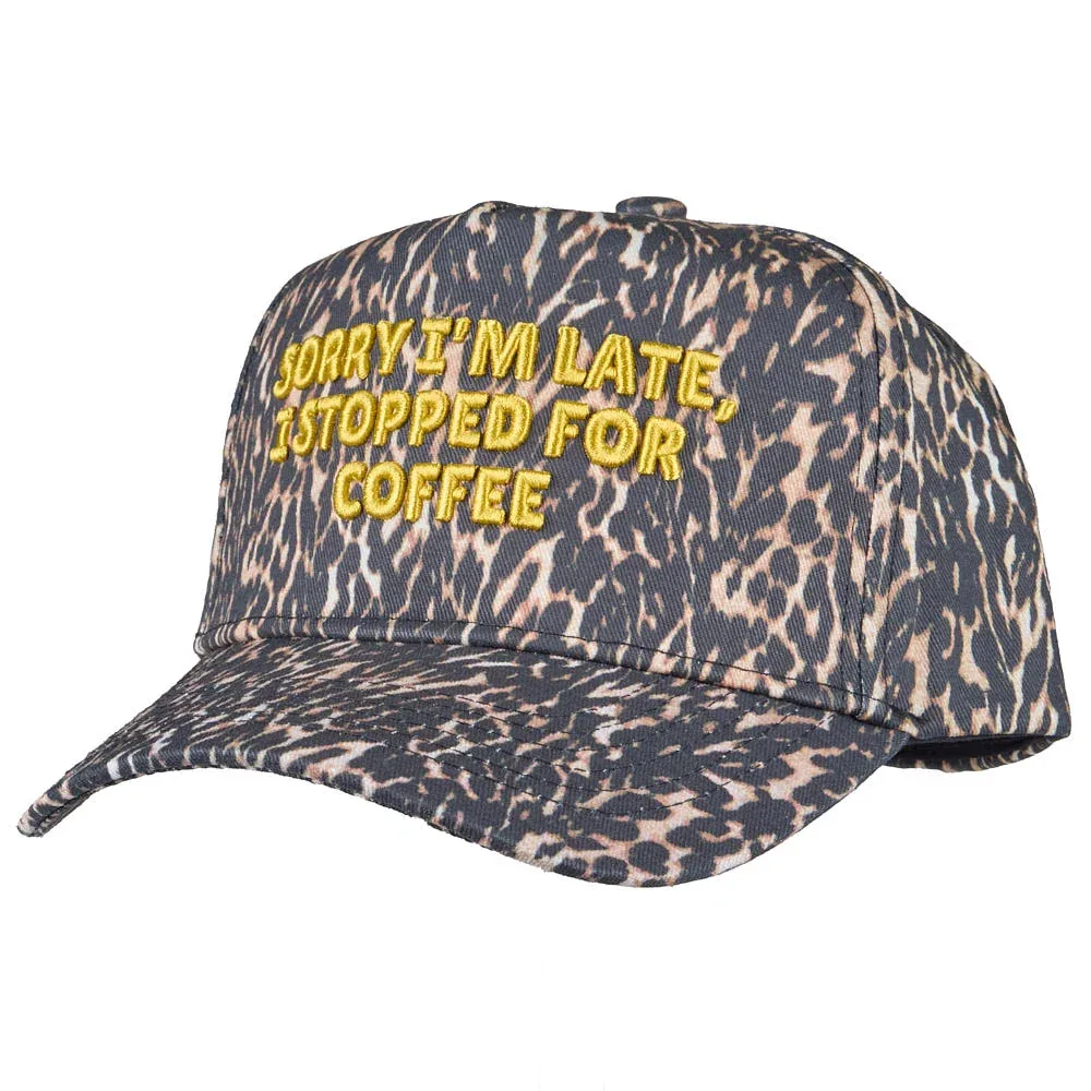 Kenzkustomz Sorry I'm Late I Stopped For Coffee Leopard Cap - Image 2