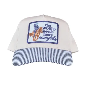 Kenzkustomz The World Needs More Cowgirls Blue Striped Cap