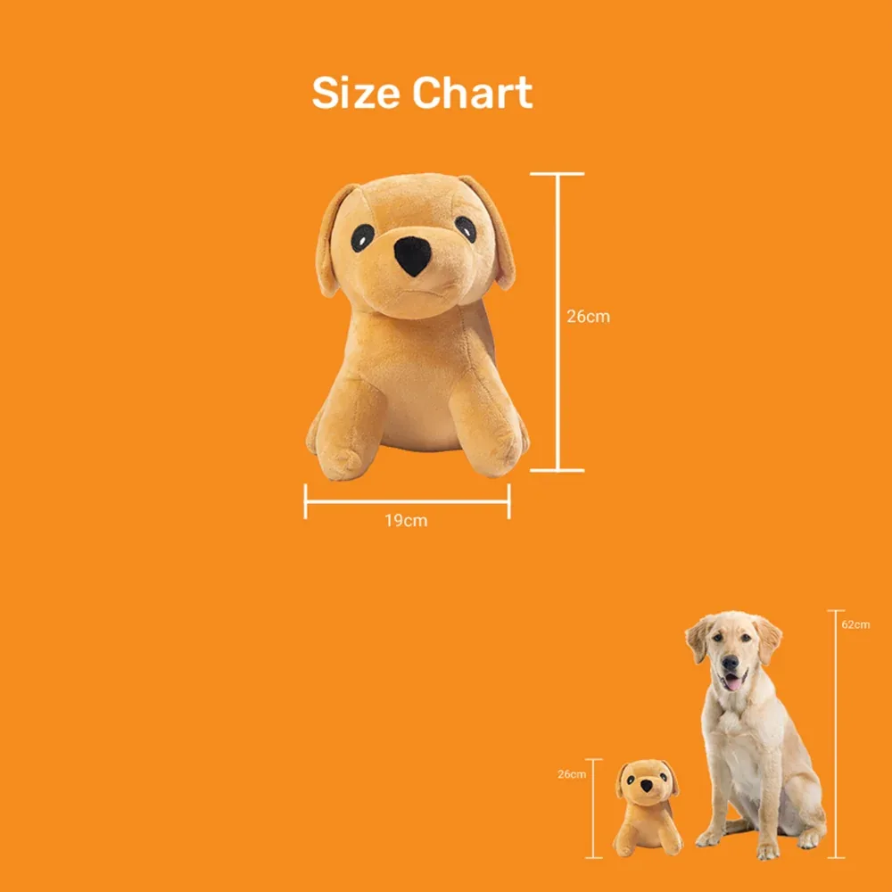 Kibbo Non Toxic & Durable Soft Stuffed Dog Shaped Chew Toy for Dogs and Cats (Brown) - Image 2