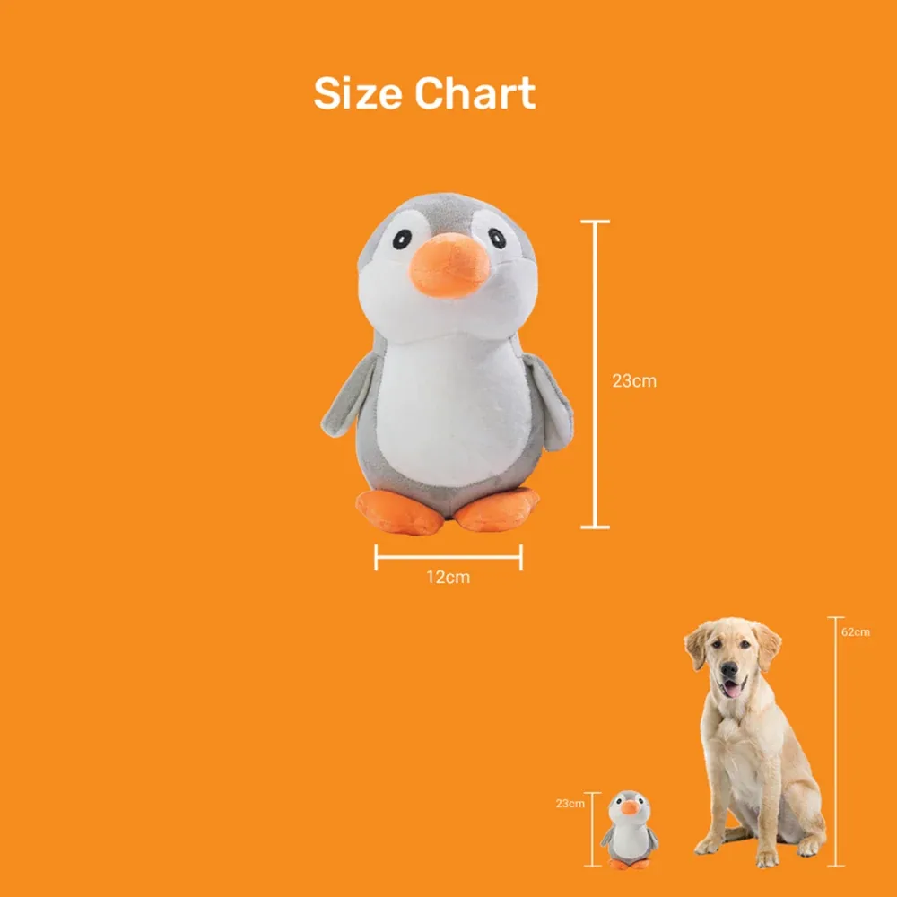 Kibbo Non Toxic Soft Playing Stuffed Penguin Toy for Dogs and Cat (Grey/White) - Image 2