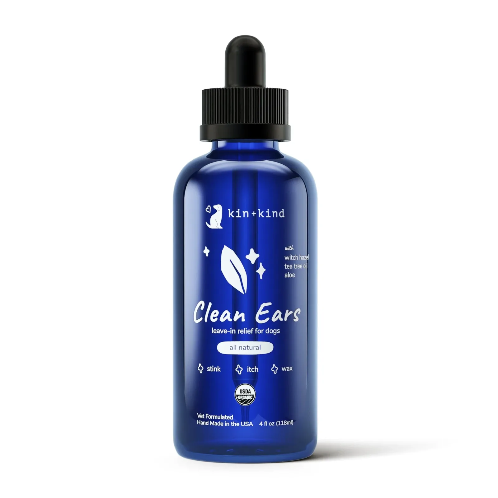 Kin+Kind Clean Ears 4 oz Organic Dog Ear Cleaner