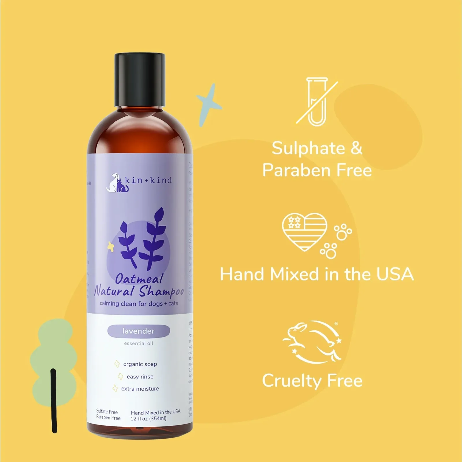 Kin+Kind Pet Shampoo Oatmeal Lavender 12 oz - Image 2