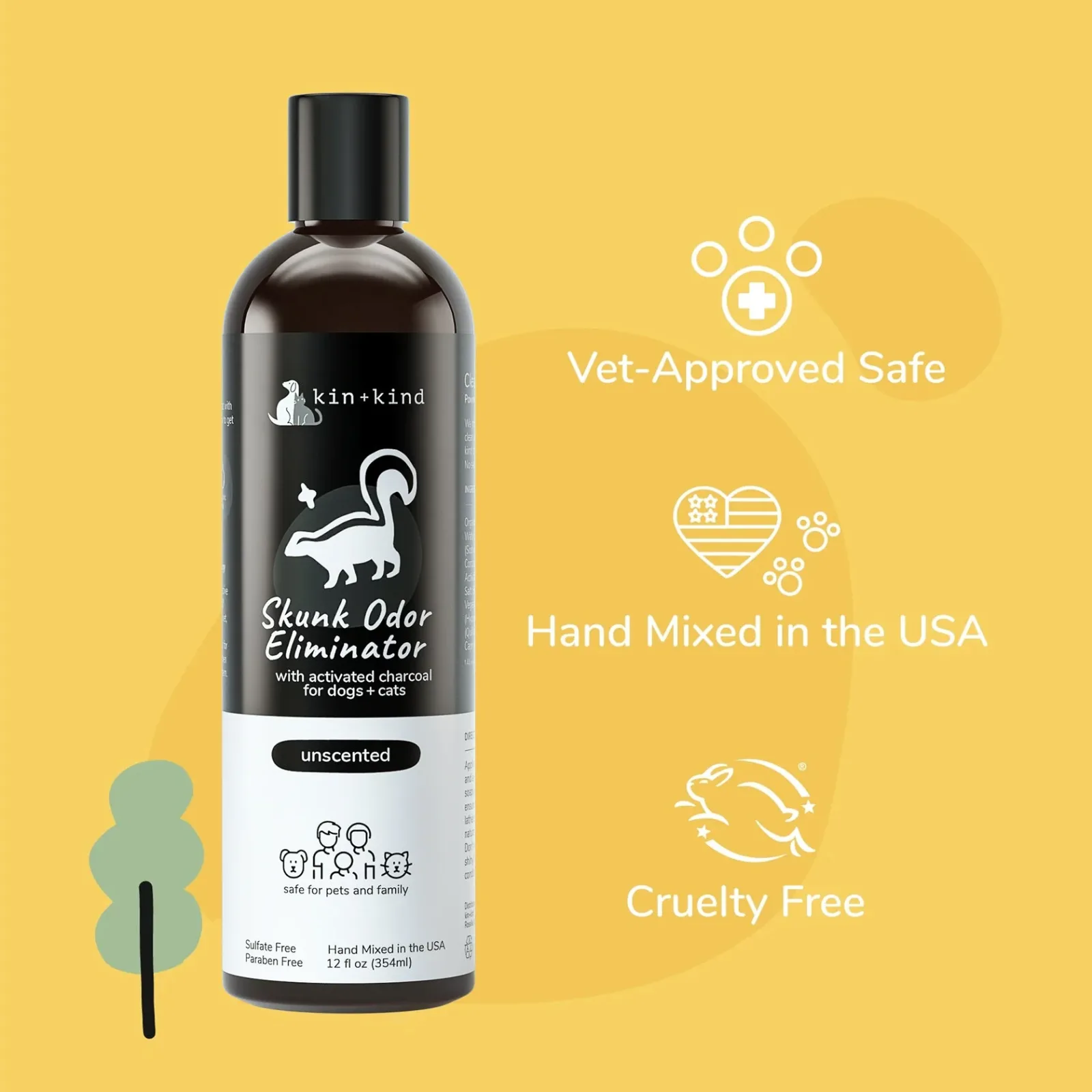 Kin+Kind Pet Shampoo Skunk Odor Eliminator 12 oz - Image 2