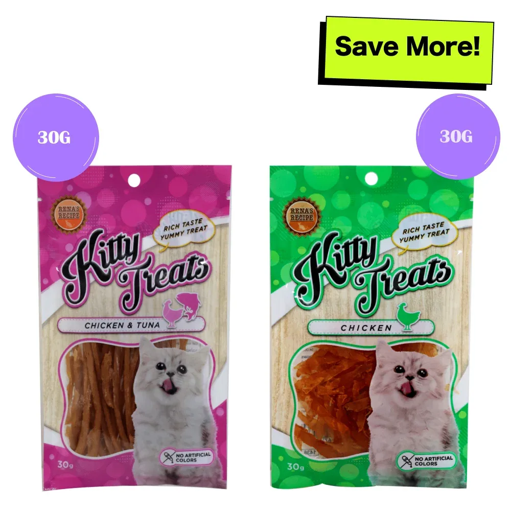Kitty Treats Soft Chicken & Tuna and Chicken Jerky Sliced Cat Treats Combo
