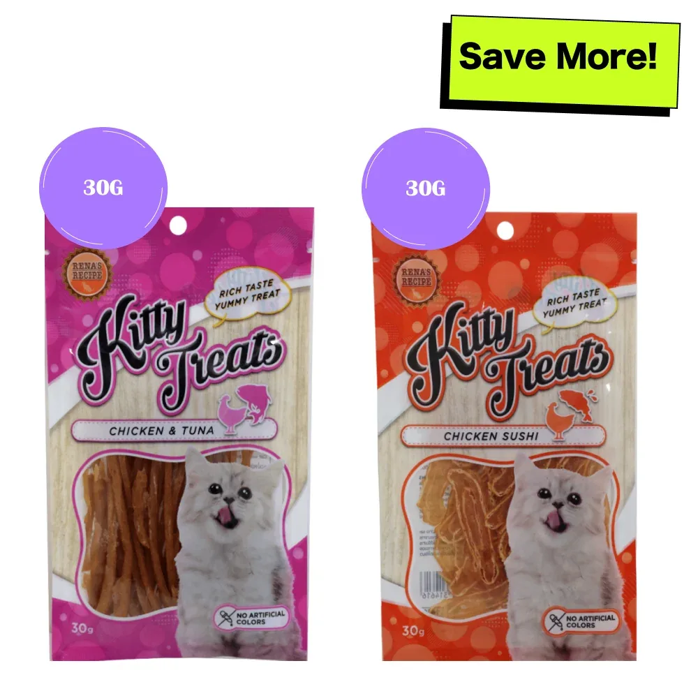 Kitty Treats Soft Chicken & Tuna and Chicken Sushi Cat Treats Combo