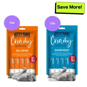 Kitty Yums Real Chicken and Seafood Medley Creamy Cat Treats Combo