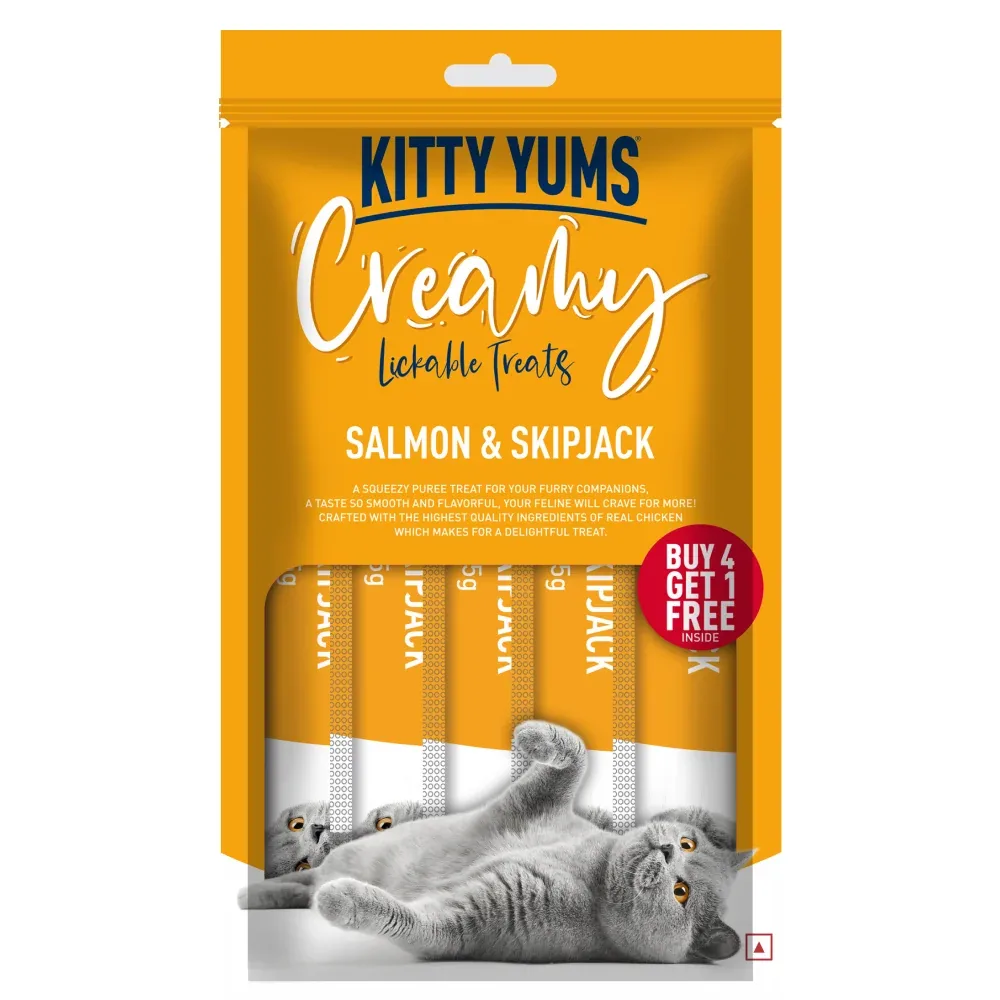 Kitty Yums Salmon & Skipjack and Crab & Chicken Creamy Cat Treats Combo - Image 2