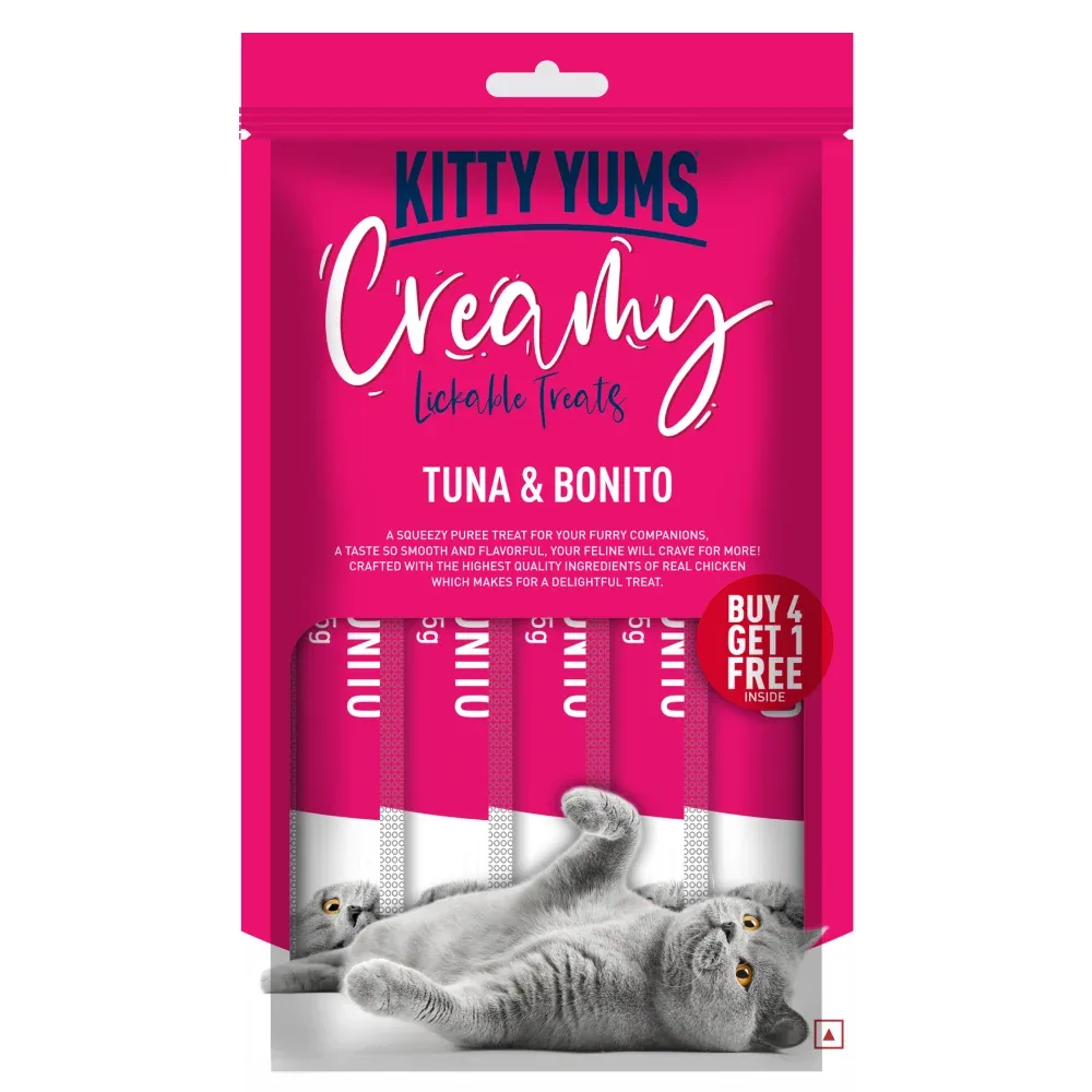Kitty Yums Tuna & Bonito and Salmon & Skipjack Creamy Cat Treats Combo - Image 2
