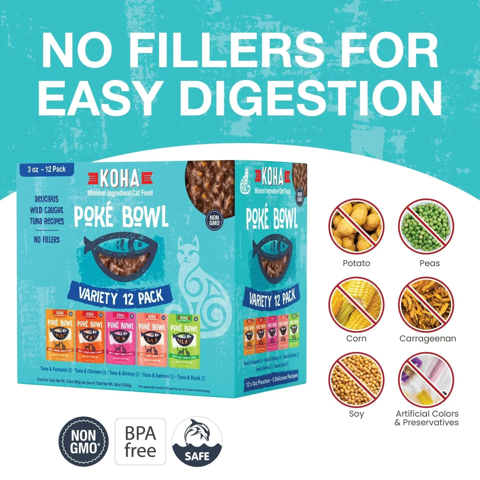 Koha Cat Grain-Free Poke Bowl 3 oz. Variety Pack 24 ct - Image 2