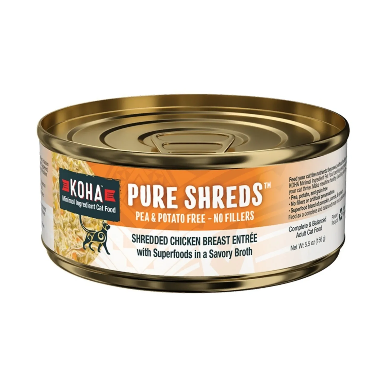 Koha Cat Grain-Free Shredded Chicken, 5.5 oz each, Case of 12