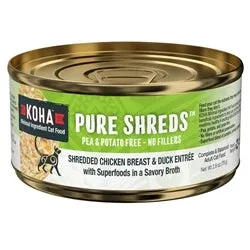 Koha Cat Grain-Free Shredded Chicken and Duck, 2.8 oz each, Case of 24