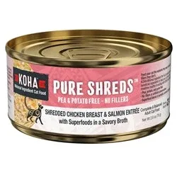 Koha Cat Grain-Free Shredded Chicken Salmon, 5.5 oz each, Case of 12