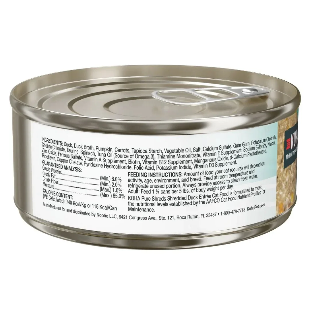 Koha Cat Grain-Free Shredded Duck, 2.8 oz each, Case of 24 - Image 2