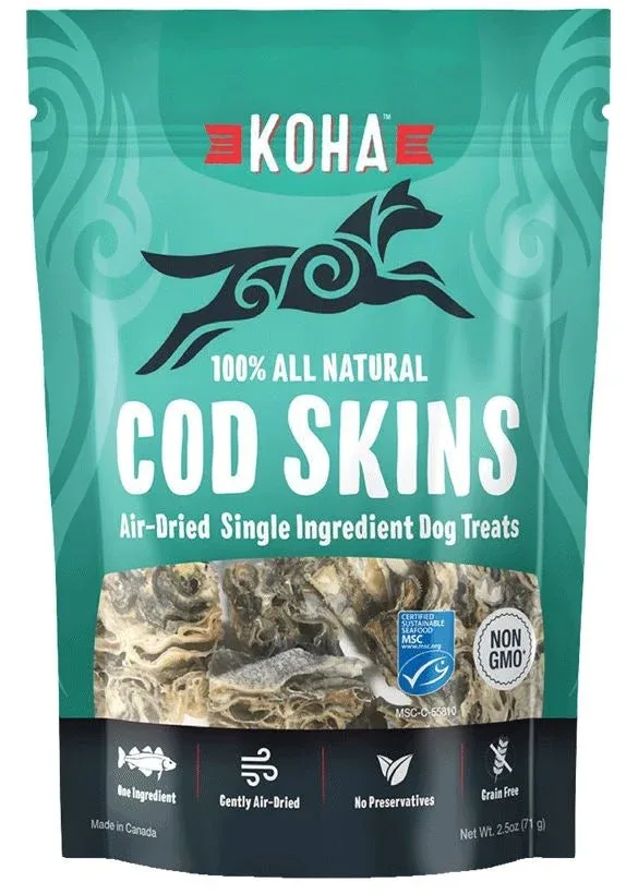 Koha Dog Grain-Free Air Dried Cod Skins, 2.5 oz
