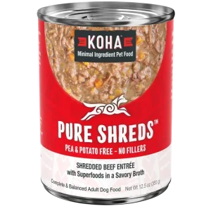 Koha Dog Grain-Free Shredded Beef, 12.5 oz each, Case of 12