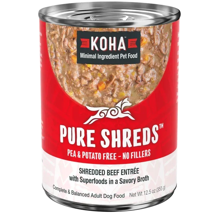 Koha Dog Grain-Free Shredded Beef, 12.5 oz each, Case of 12