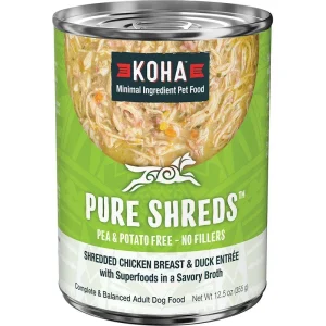 Koha Dog Grain-Free Shredded Chicken And Duck, 12.5 oz each, Case of 12