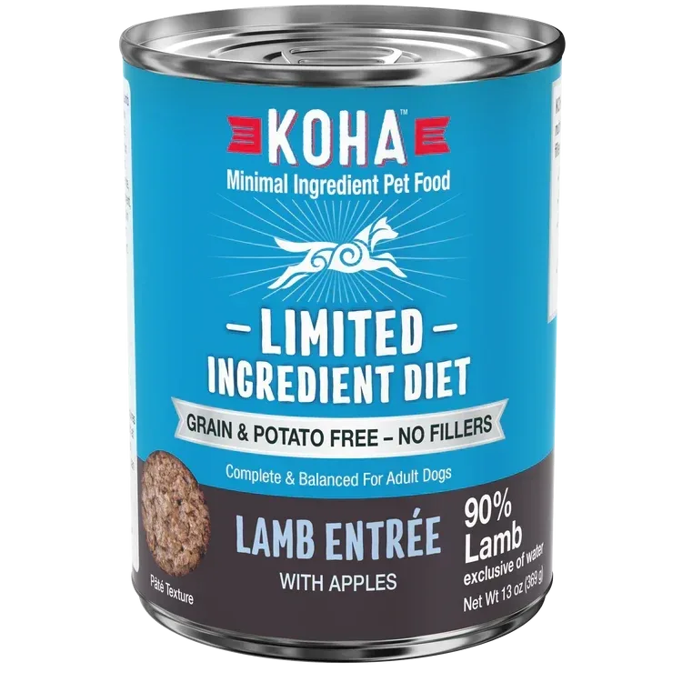 Koha Dog Limited Ingredient Grain-Free 90% Lamb, 13 oz each, Case of 12