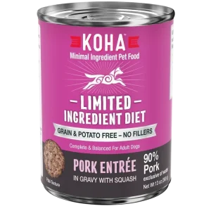 Koha Dog Limited Ingredient Grain-Free 90% Pork, 13 oz each, Case of 12