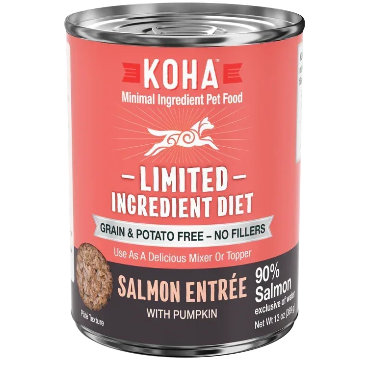 Koha Dog Limited Ingredient Grain-Free 90% Salmon, 13 oz each, Case of 12