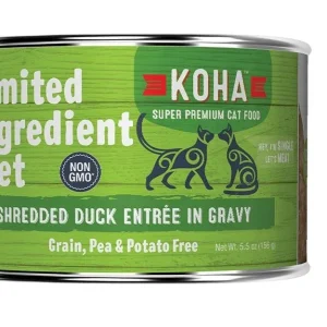 KOHA Limited Ingredient Diet Shredded Duck in Gravy Wet Cat Food, 5.5 oz each, Case of 24