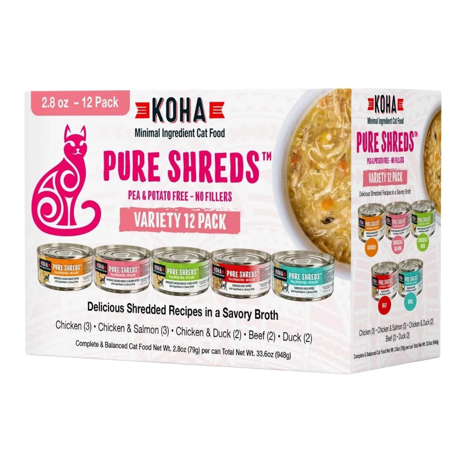 KOHA Pure Shreds Grain-Free Wet Cat Food Variety Pack, 2.8 oz, 24 ct