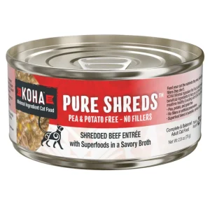 KOHA Pure Shreds Shredded Beef Wet Cat Food, 2.8 oz each, Case of 24