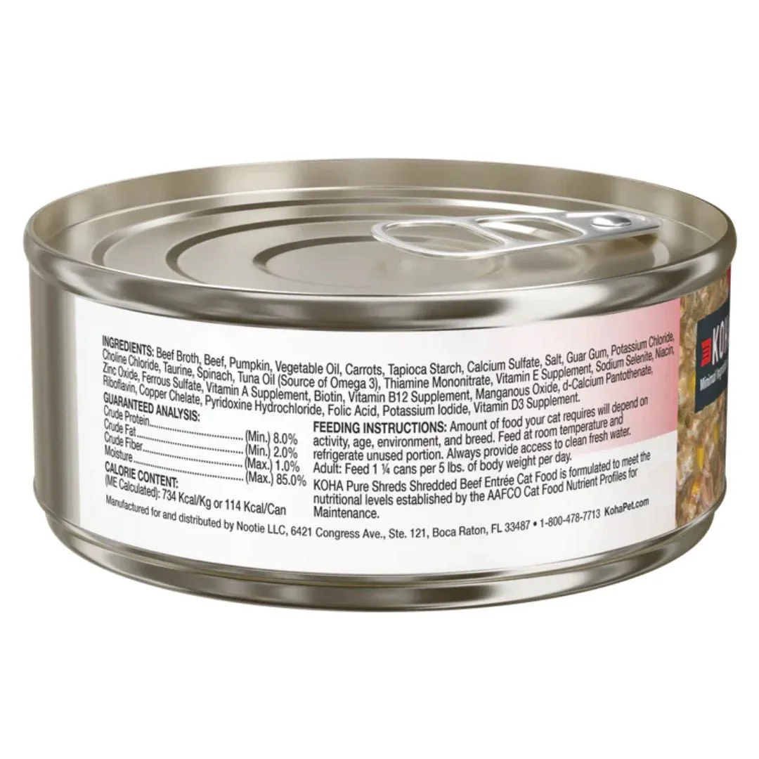 KOHA Pure Shreds Shredded Beef Wet Cat Food, 2.8 oz each, Case of 24 - Image 2
