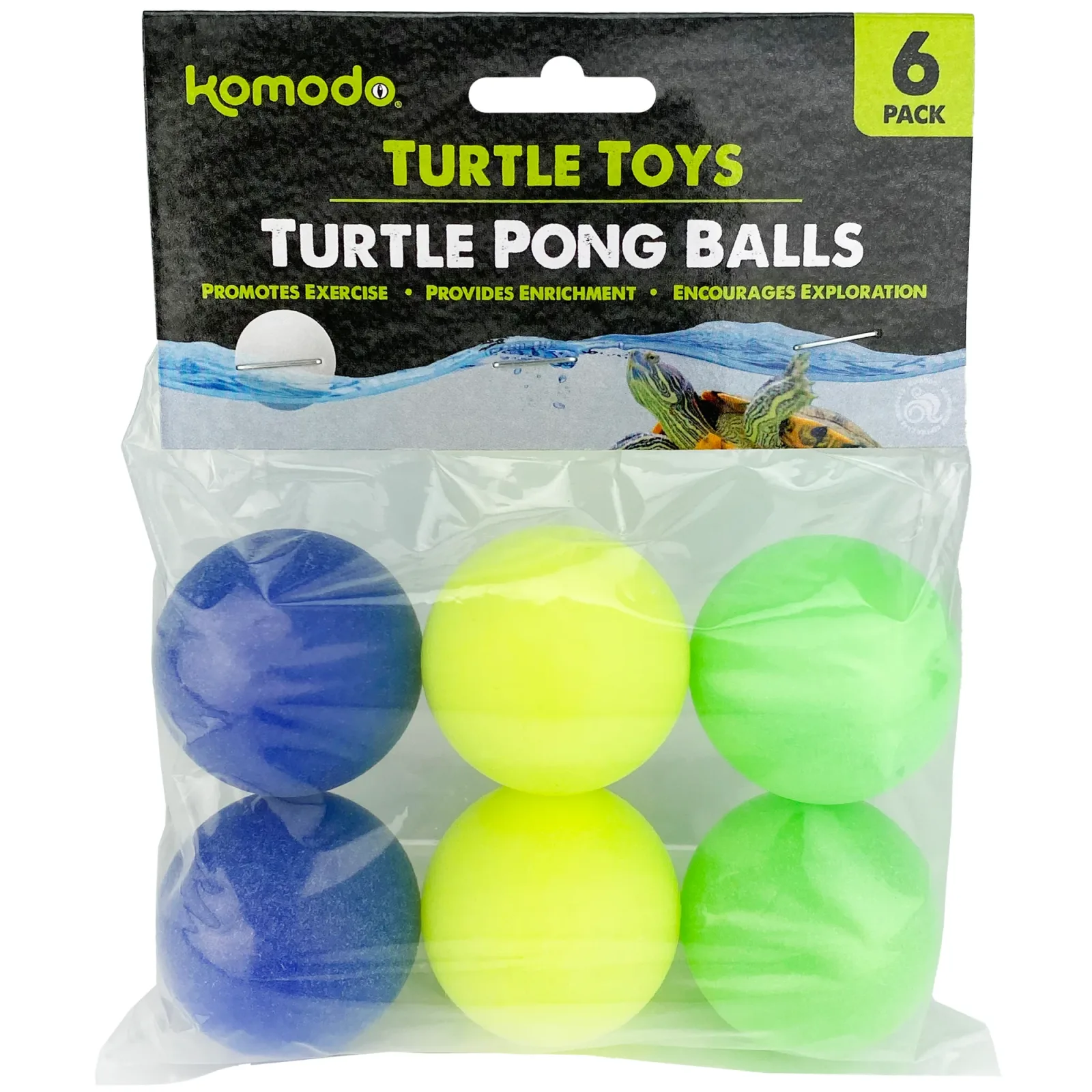 Komodo Ping Pong Balls Turtle Toys 6 pk