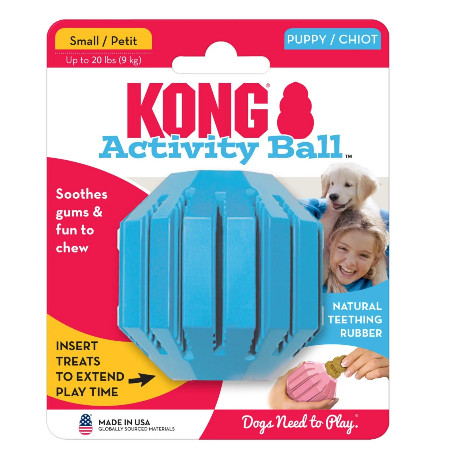 KONG Activity Ball Puppy Dog Toy Assorted Small