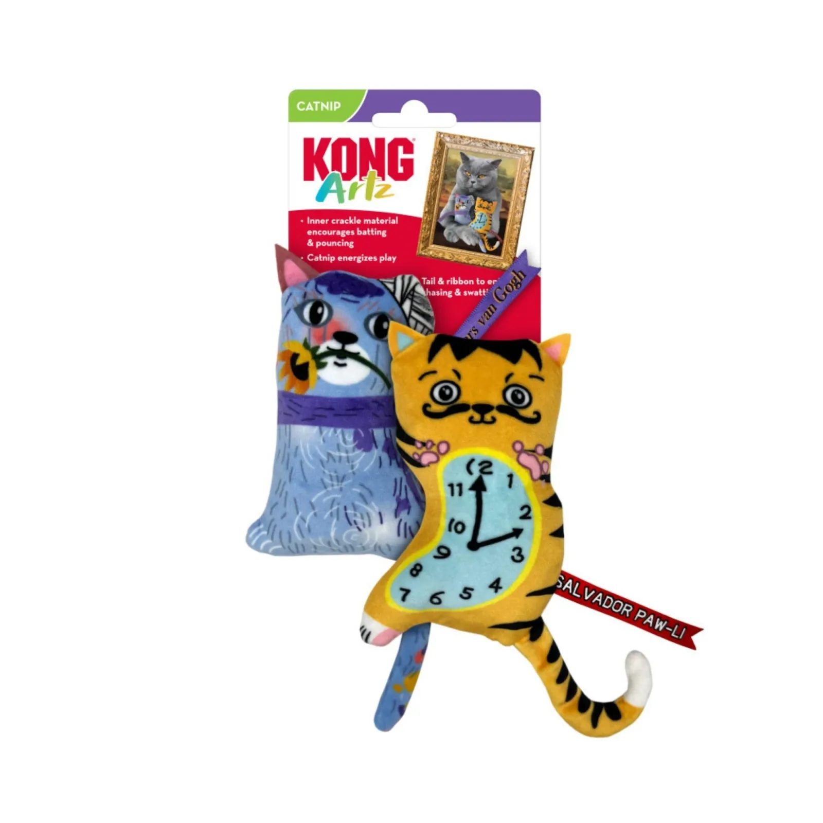 KONG Artz Catnip Cat Toy Salvador PawLi Whiskers van Gogh, 2-Count