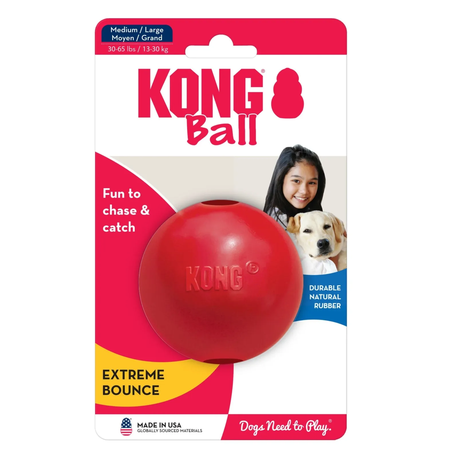 KONG Ball Dog Toy, Red Medium/Large