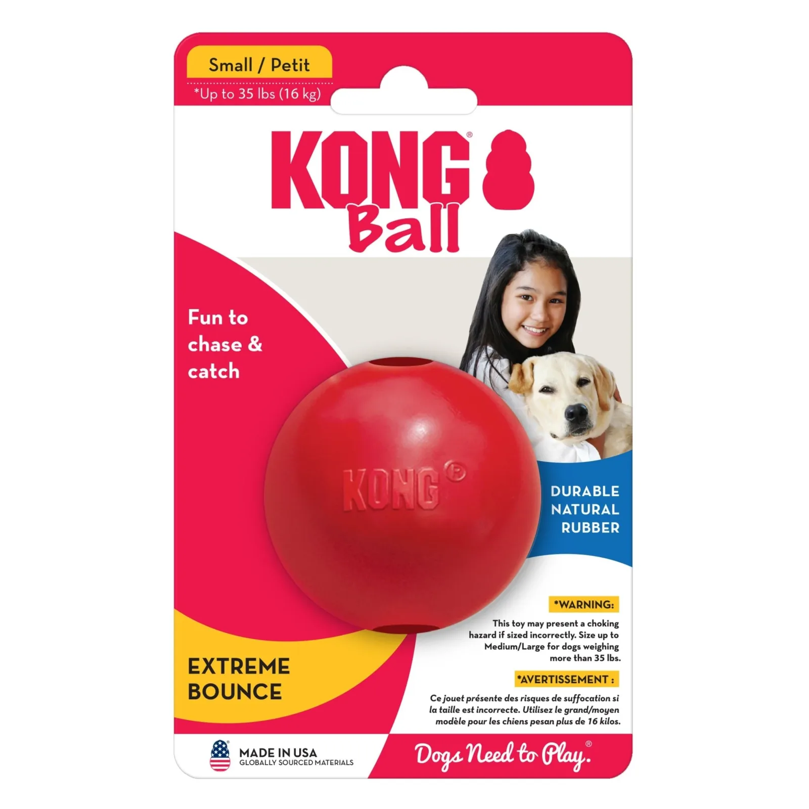 KONG Ball Dog Toy, Red Small