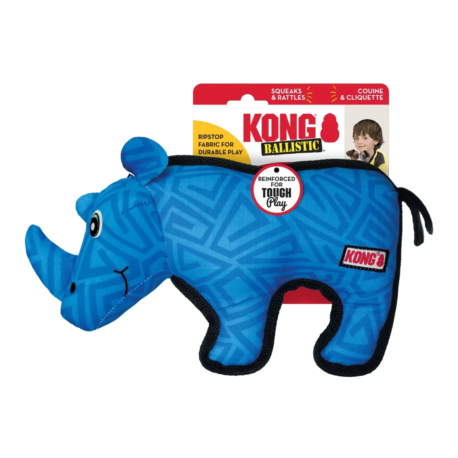 KONG Ballistic Dog Toy Rhino, Medium/Large