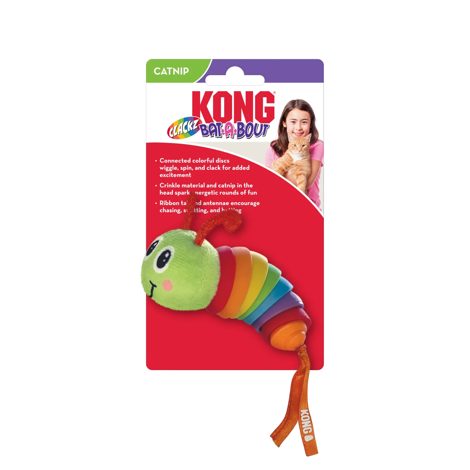 KONG Bat-A-Bout Clackz Caterpillar Cat Toy