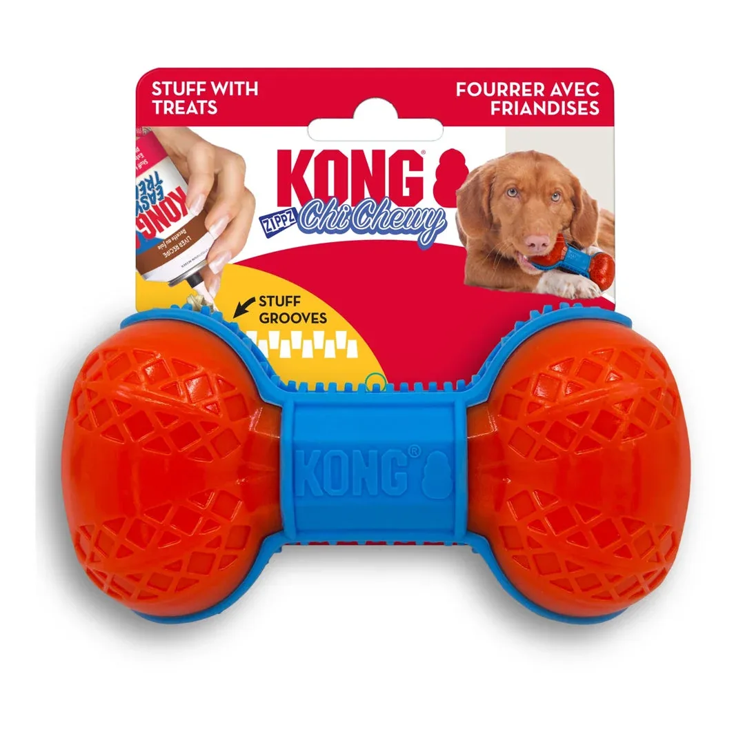 KONG ChiChewy Zippz Dog Toy Bone - Treat Paste Chew & Fetch Toy, Medium