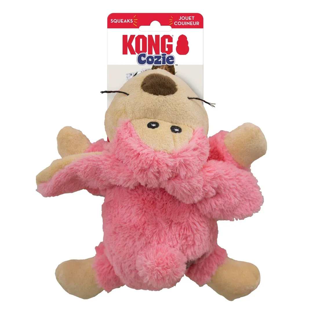 KONG Cozie Floppy Rabbit Plush Dog Toy Pink Medium - Image 2