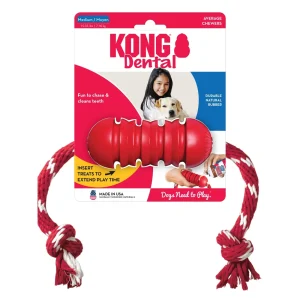 KONG Dental Chew Dog Toy with Floss Rope, Medium