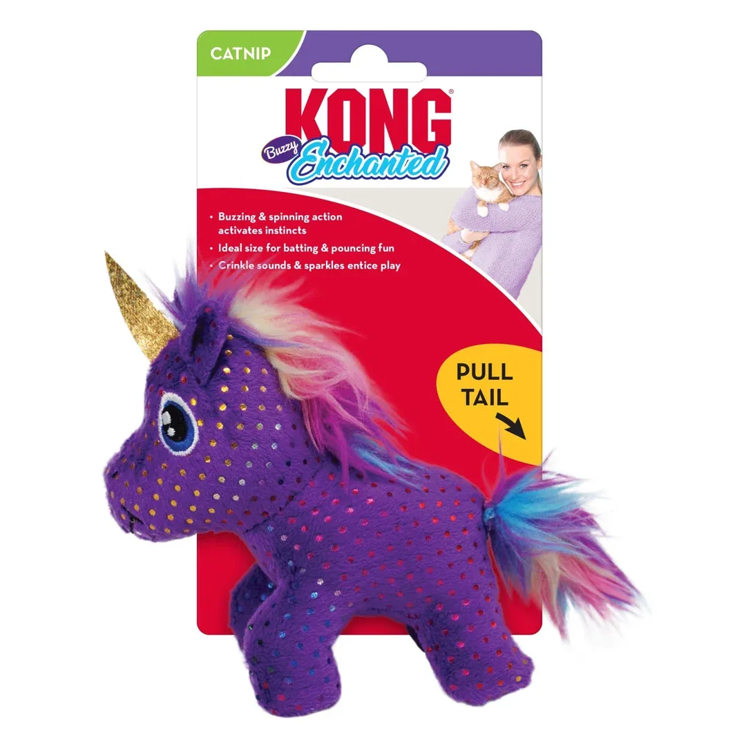 KONG Enchanted Buzzy Unicorn Catnip Cat Toy Purple