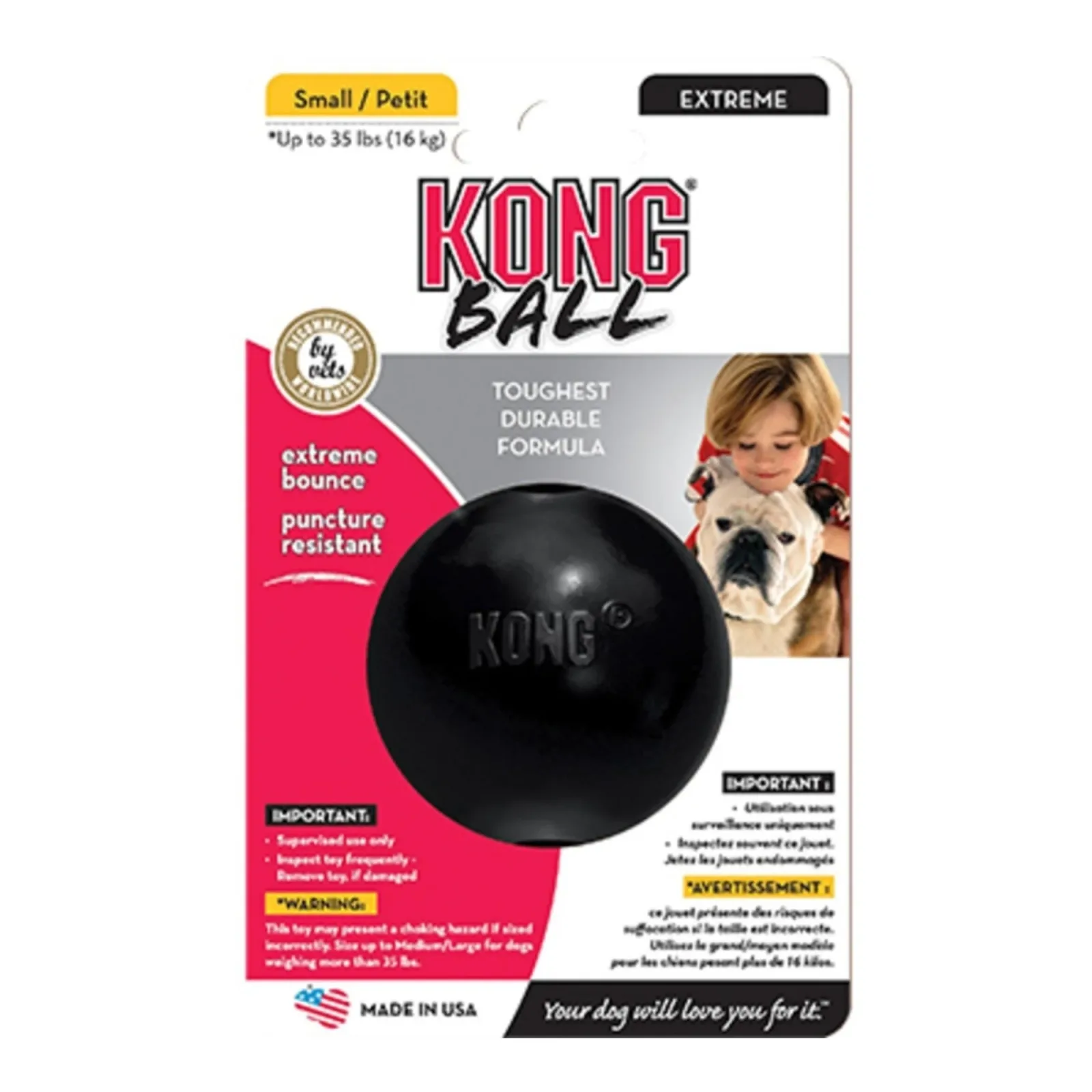KONG Extreme Ball Dog Toy, Black Small