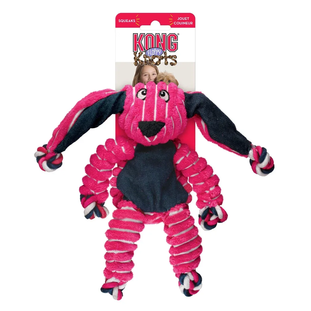 KONG Floppy Knots Bunny Dog Toy, Pink Medium/Large