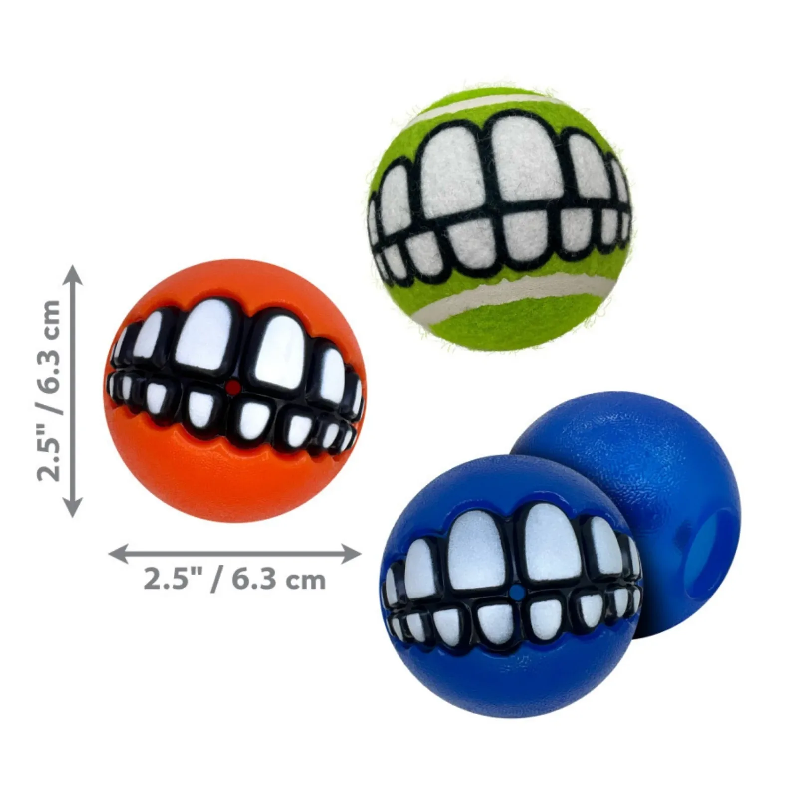 KONG Grinz by Rogz Variety Ball Dog Toys Medium, 3-Count - Image 2