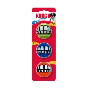 KONG Grinz by Rogz Variety Ball Dog Toys Small, 3-Count