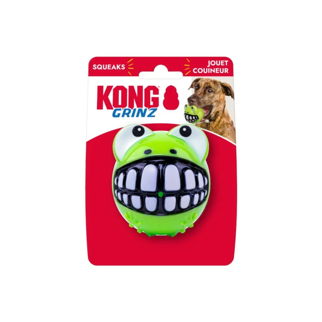 KONG Grinz Frog Dog Toy, Green, Large