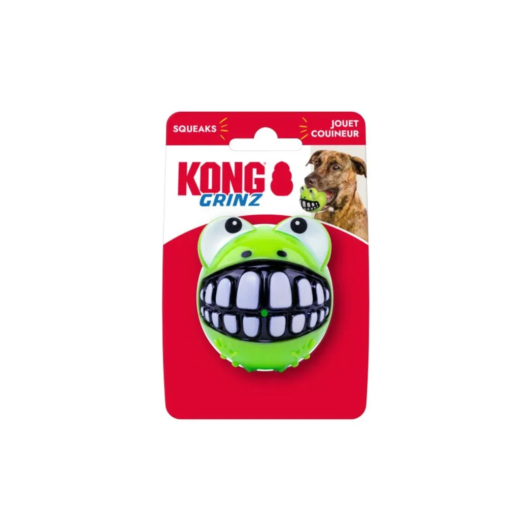 KONG Grinz Frog Dog Toy, Green, Medium