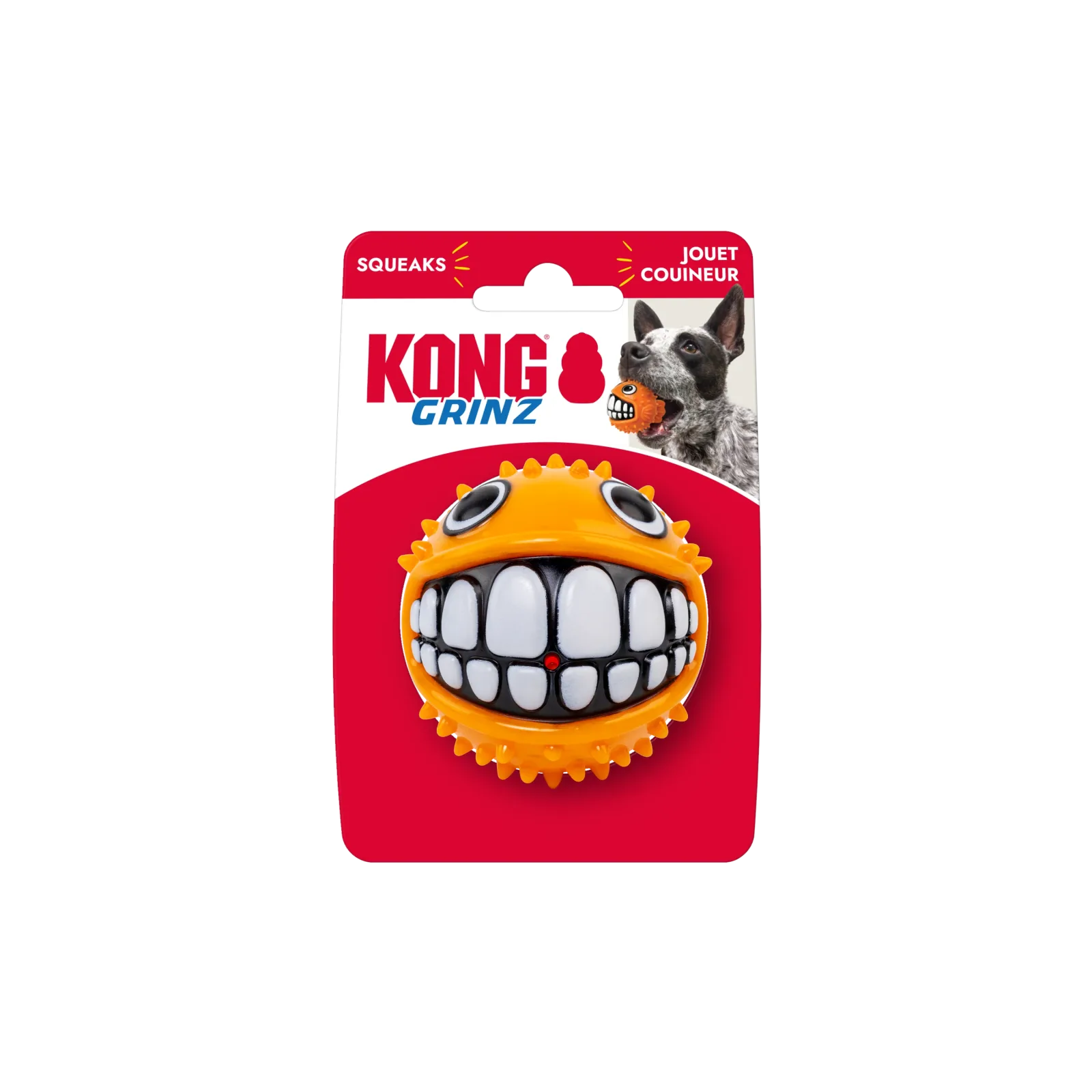 KONG Grinz Puffer Fish Dog Toy Orange Medium